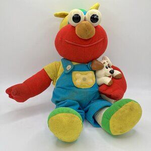 VTG 1997 Tyco Sesame Street Magic Light Up Elmo W/ Dog Plush 15” Music WORKS